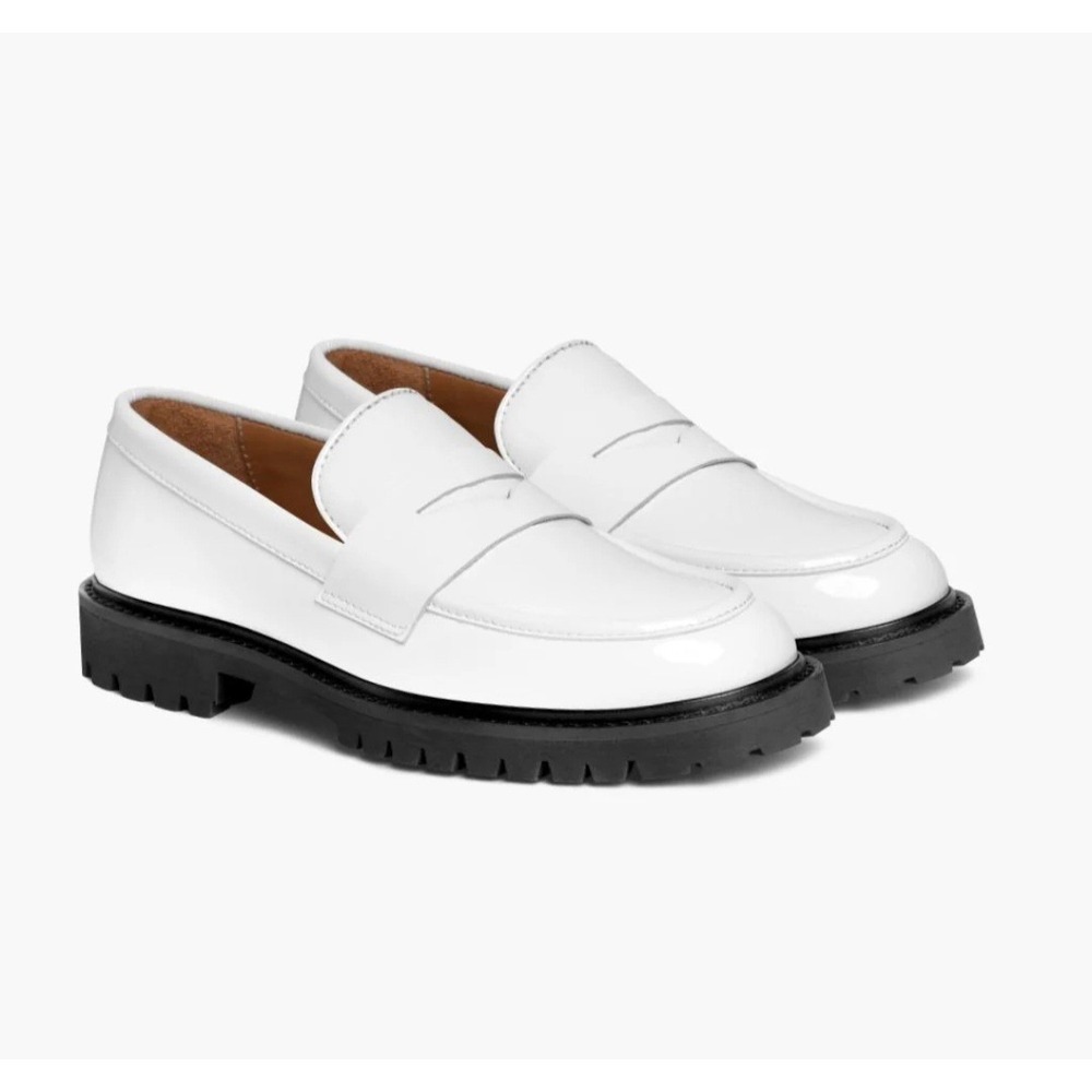 Thursday Boot Company White Patent Leather Lug Sole Penny Loafers Womens 9